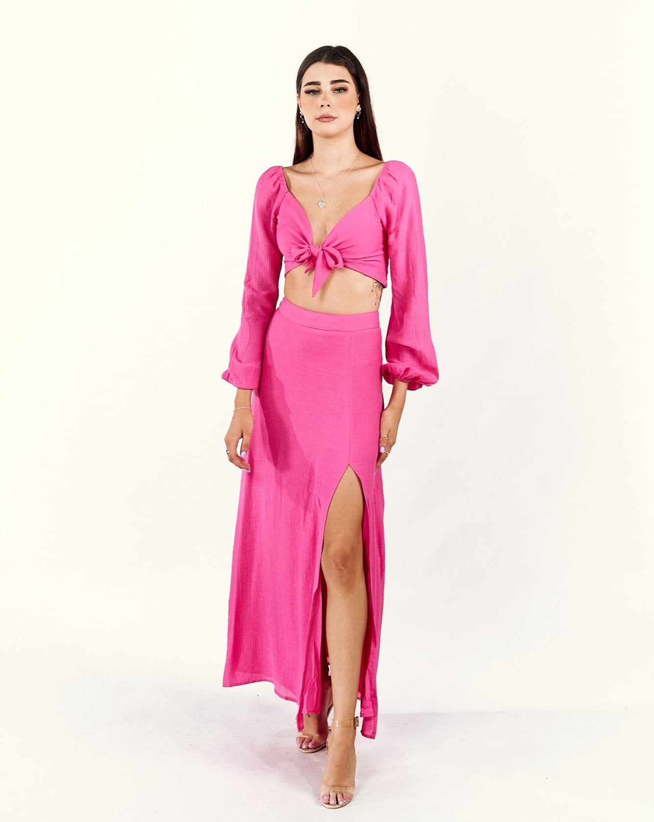 RACHEL SET HOT PINK TWO PIECE AkayBoutique