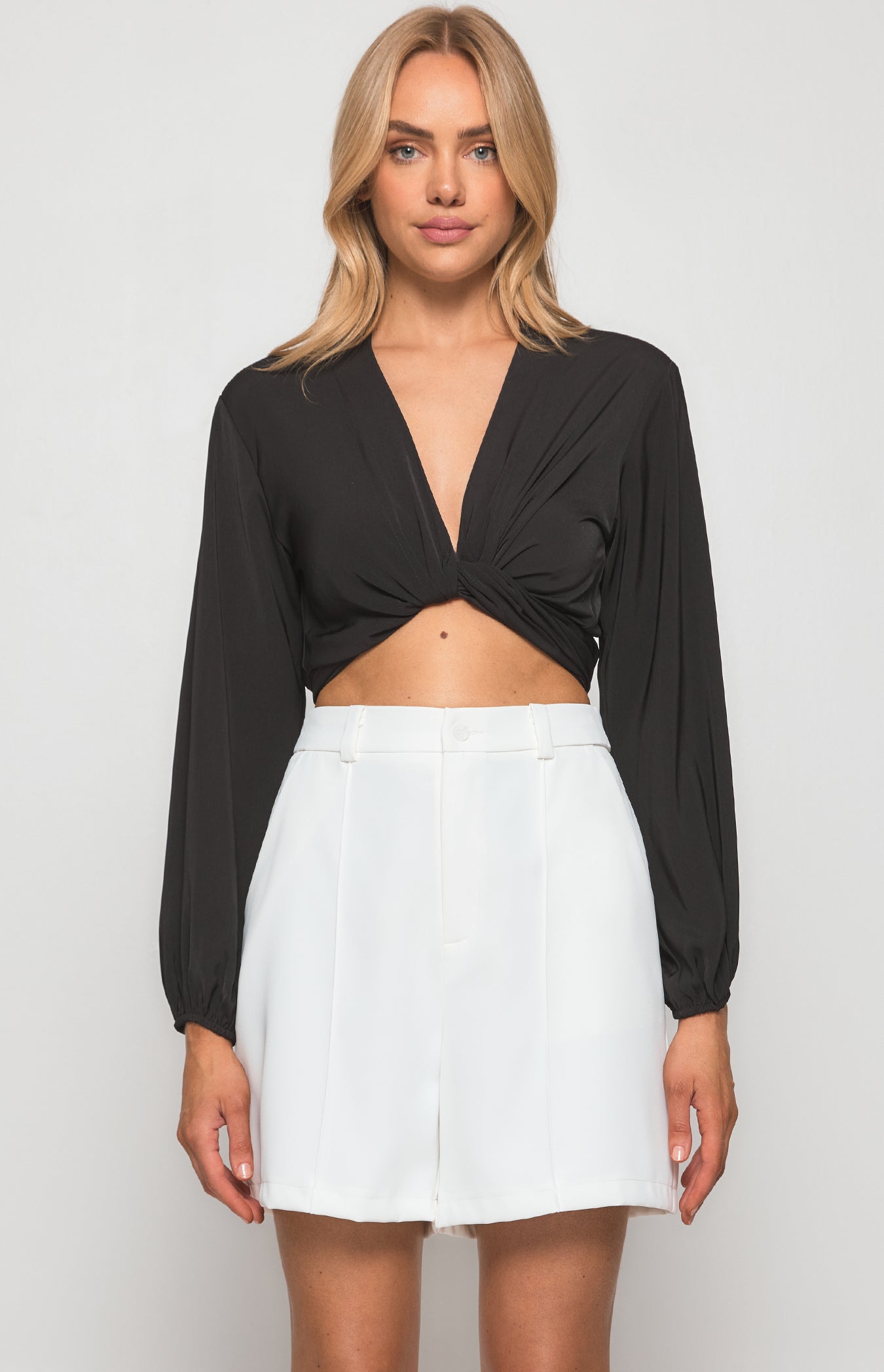 MAREE TOP - TWIST FRONT CROPPED LONG SLEEVE TOP