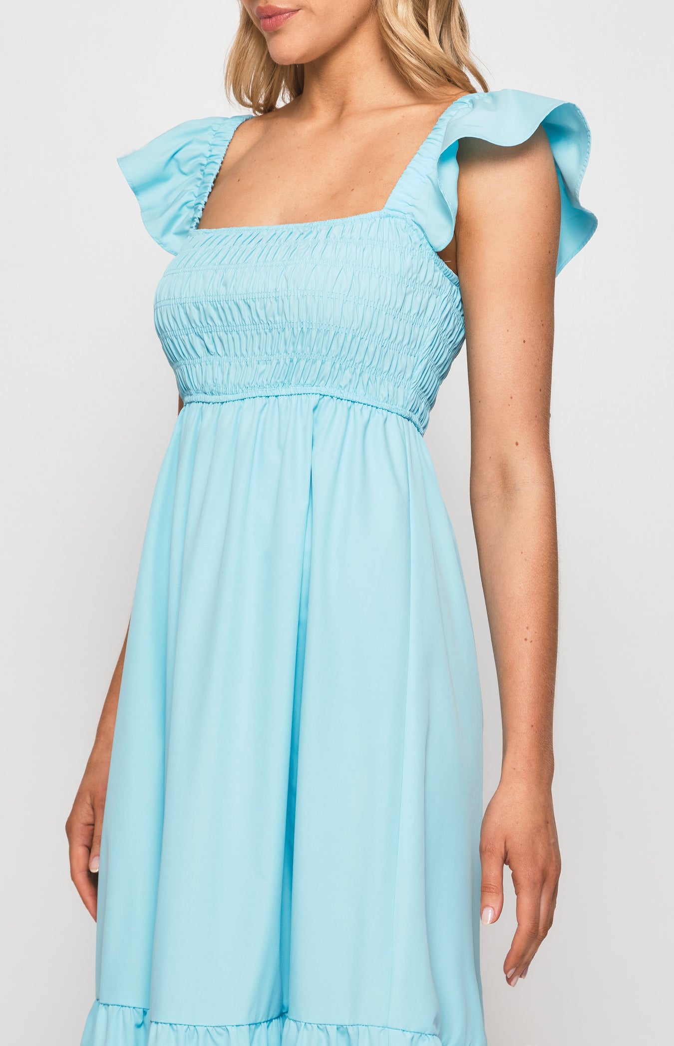 PENELOPE SUNDRESS - WHITE/BLUE