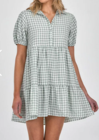 summer sundress checkered pattern mini dress 