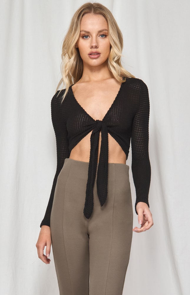 ESME TIE TOP - BLACK CROP TOP